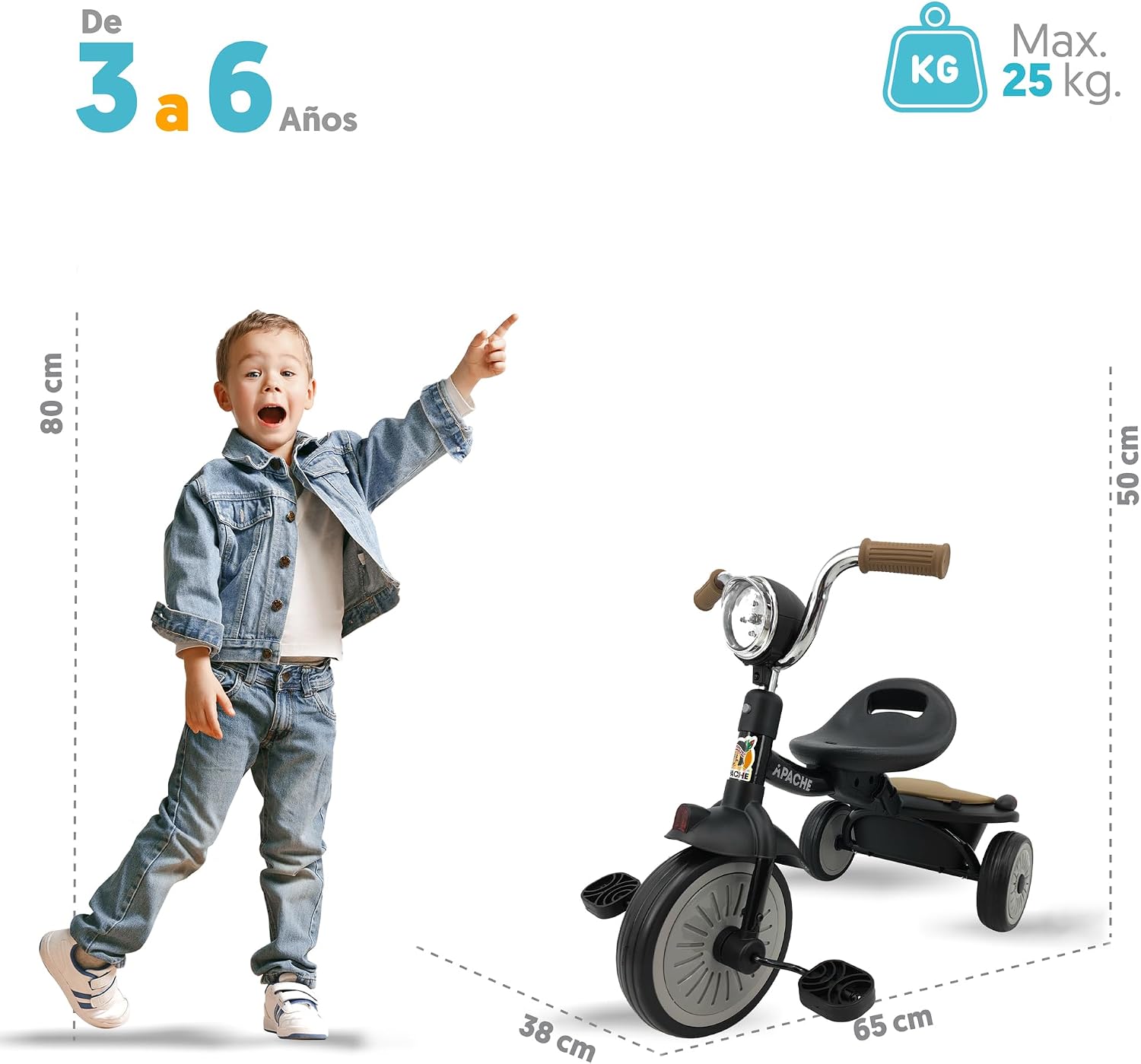 TRICICLO PLEGABLE APACHE NEGRO