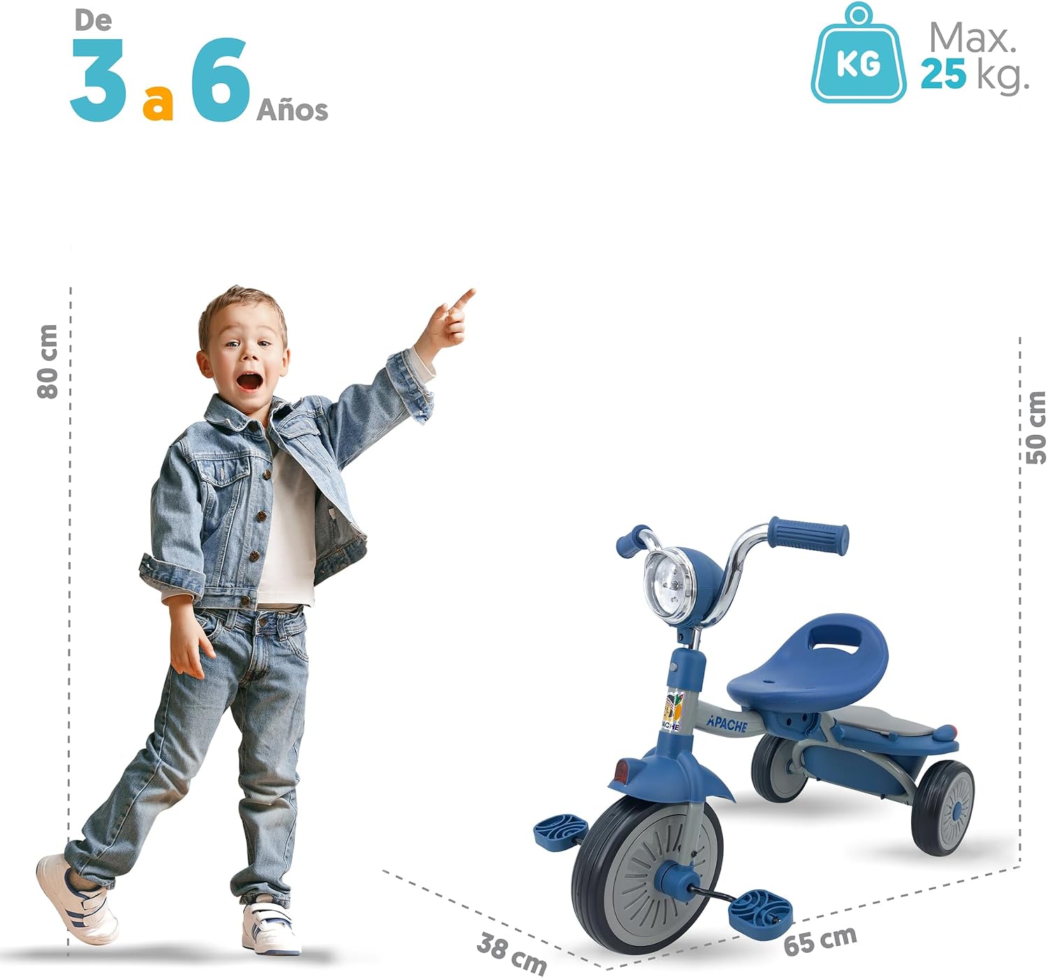 TRICICLO PLEGABLE APACHE AZUL