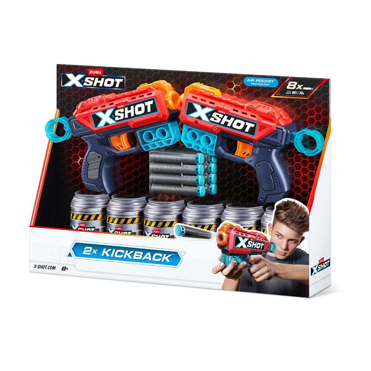 X-Shot Kickback Set 2 Pistols with 8 Zuru Darts