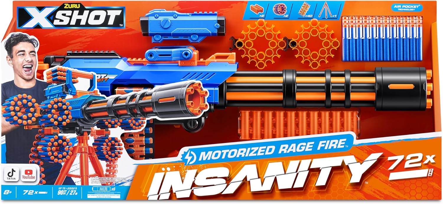 XSHOT INSANITY MOTORIZADA RAGE FIRE 72 DARDOS