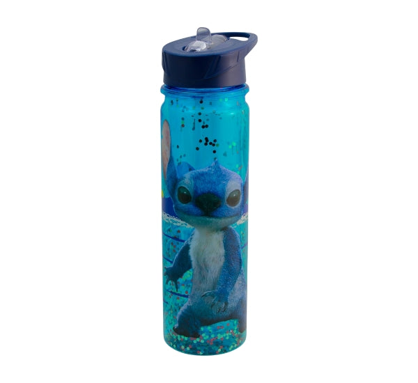 Botella Doble Pared Con Diamantina Stich Película