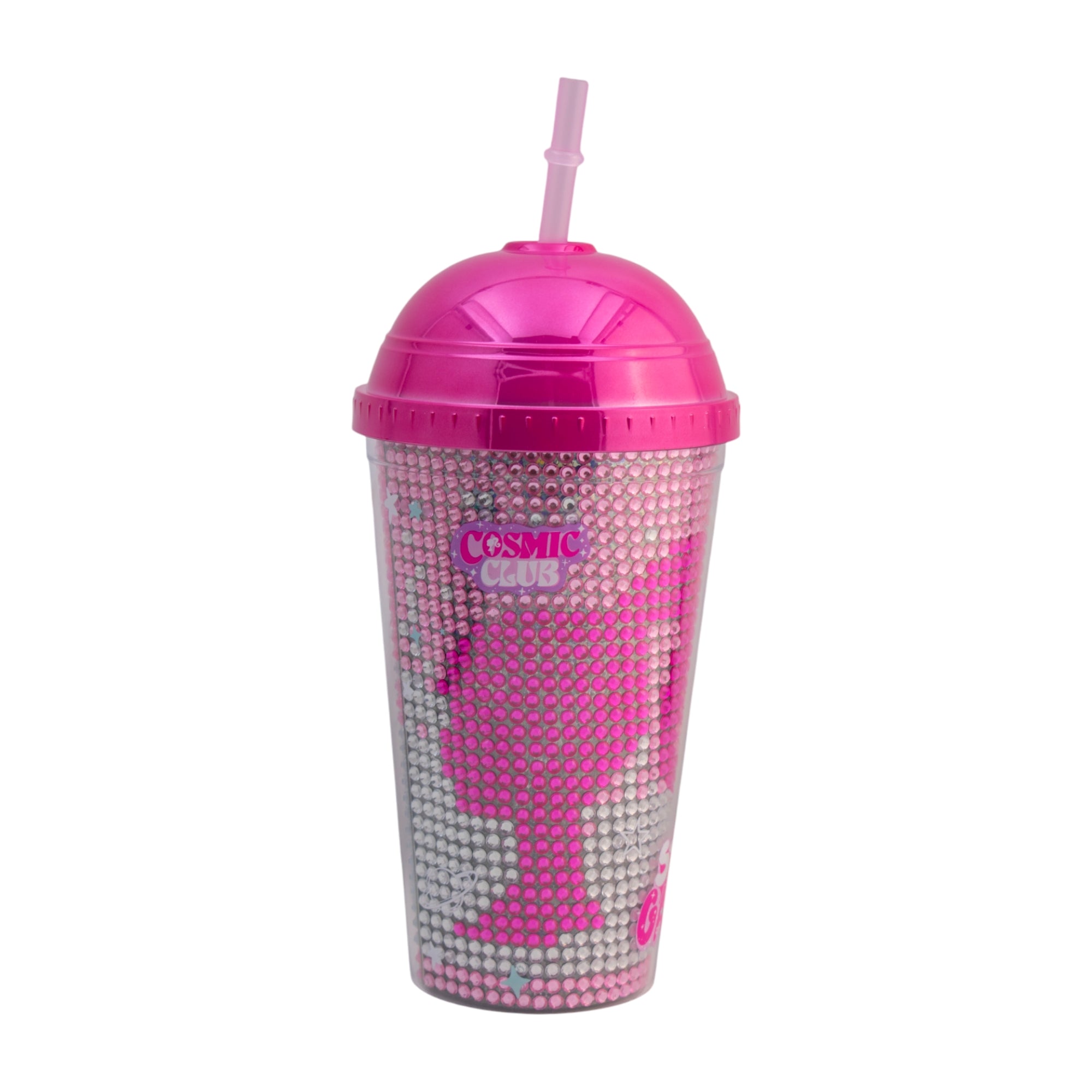 Vaso Doble Pared Tapa De Domo Y Brillitos Barbie