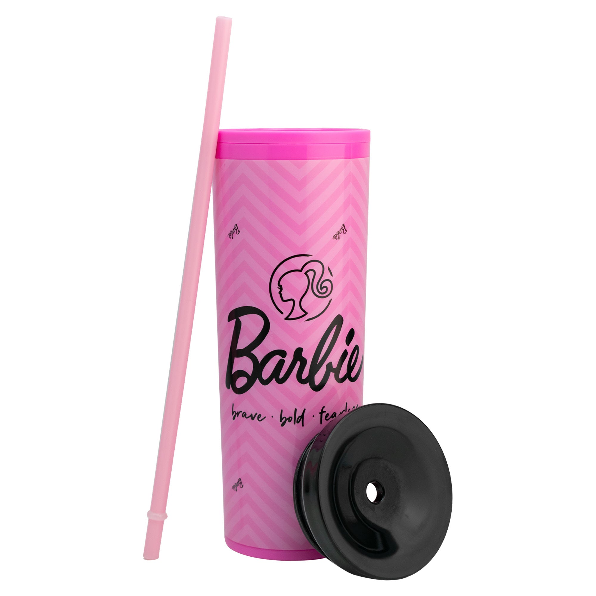 Vaso De Plastico Barbie Con Tapa Y Popote 450 Ml