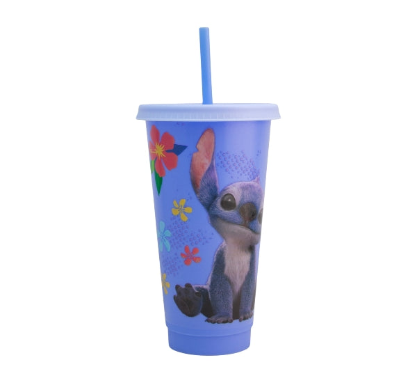 Vaso De Plástico Con Tapa Y Popote Stitch 680Ml