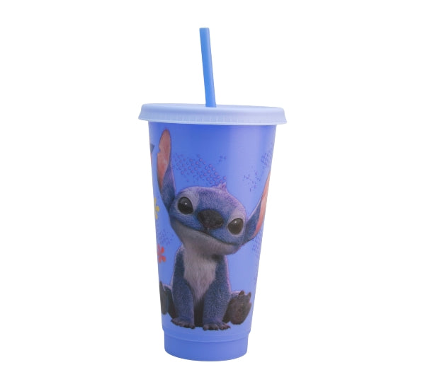 Vaso De Plástico Con Tapa Y Popote Stitch 680Ml