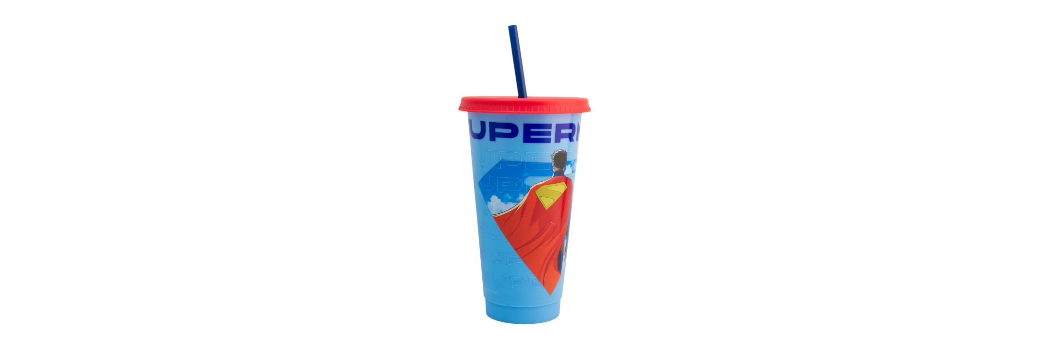 VASO PLASTICO CON TAPA Y POPOTE SUPERMAN 680ML