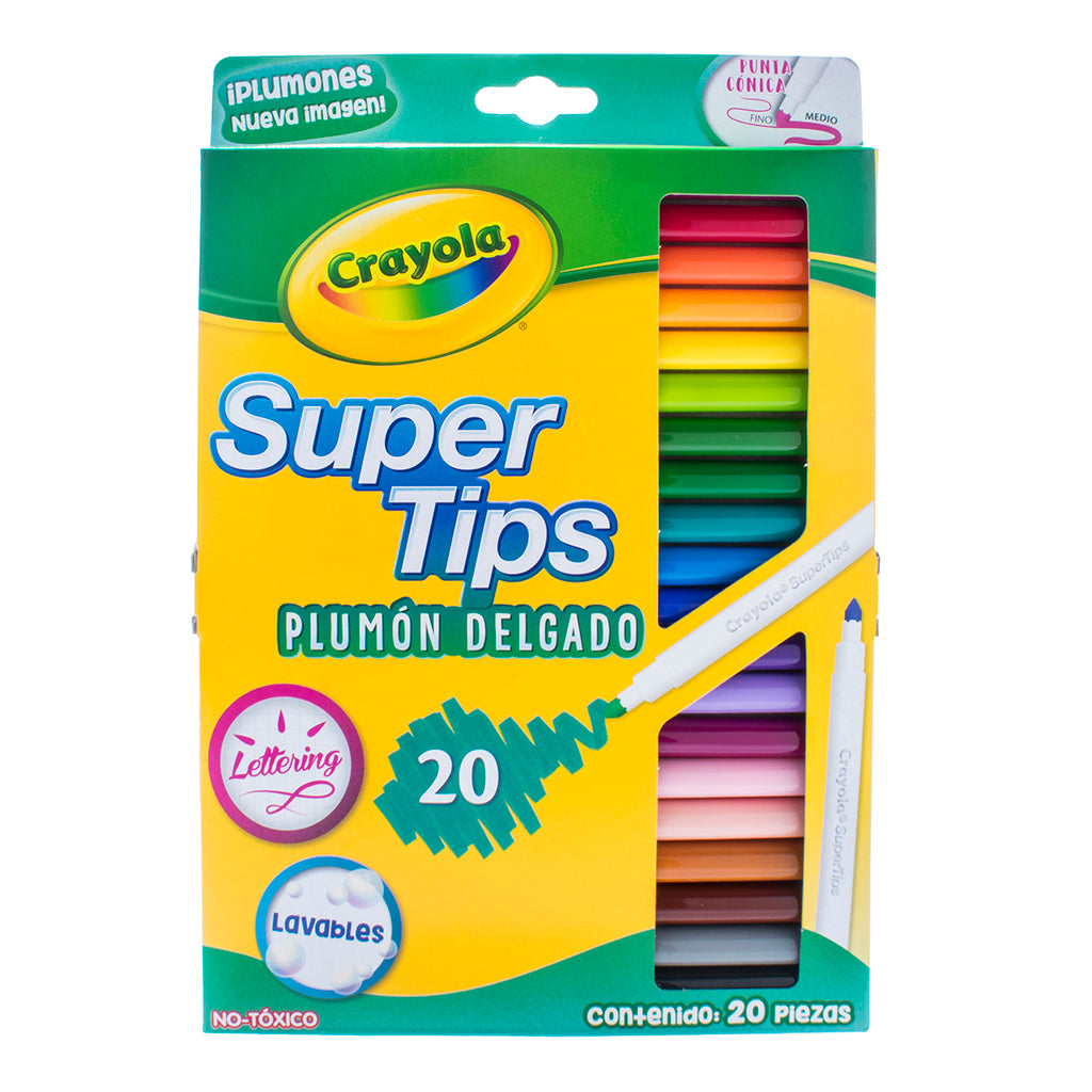 CRAYOLA 20 Plumones Delgados Lavables
