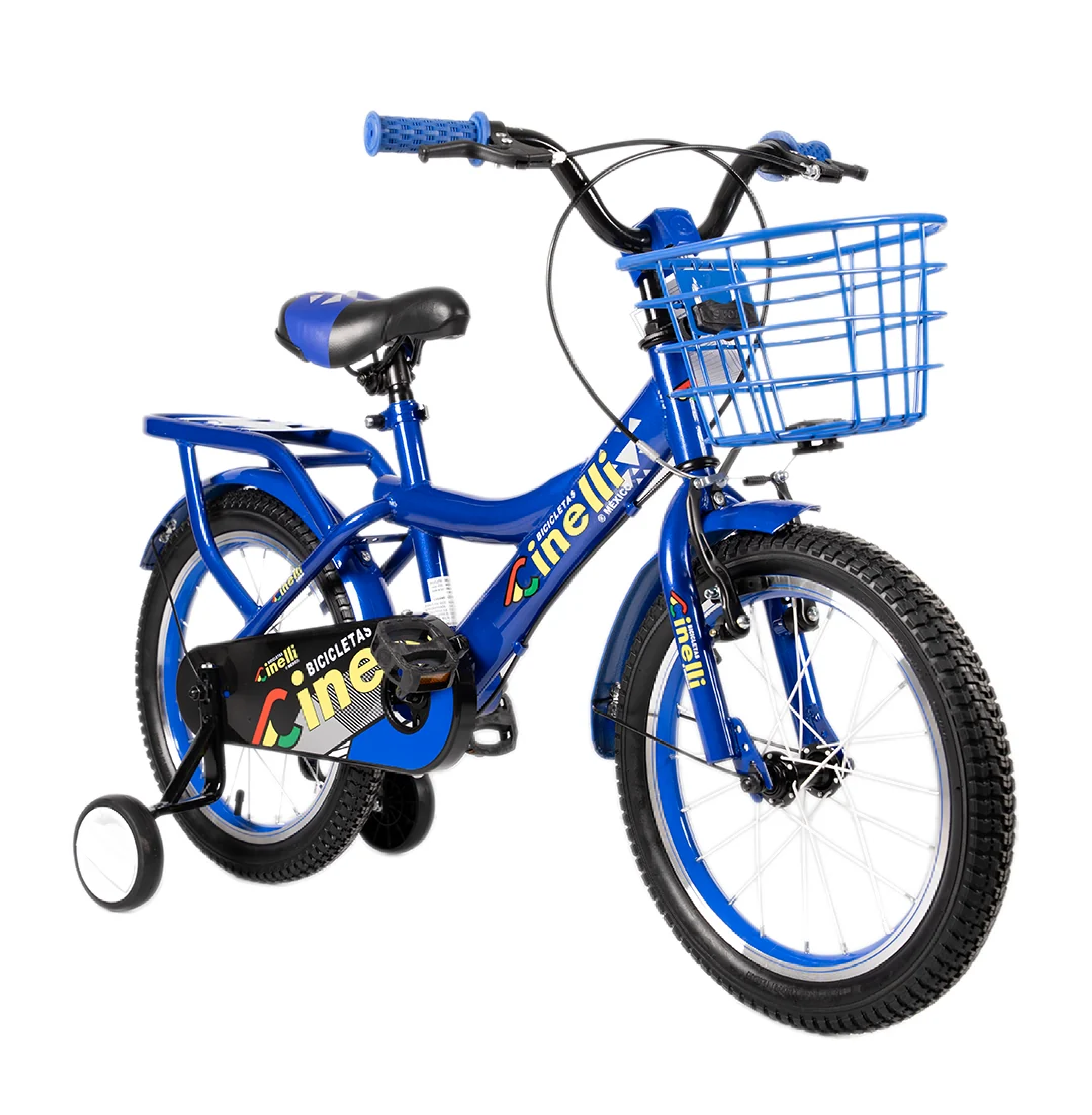 BICICLETA CINELLI R16 BLUE C/ CANASTA METALICA Y RUEDAS LAT