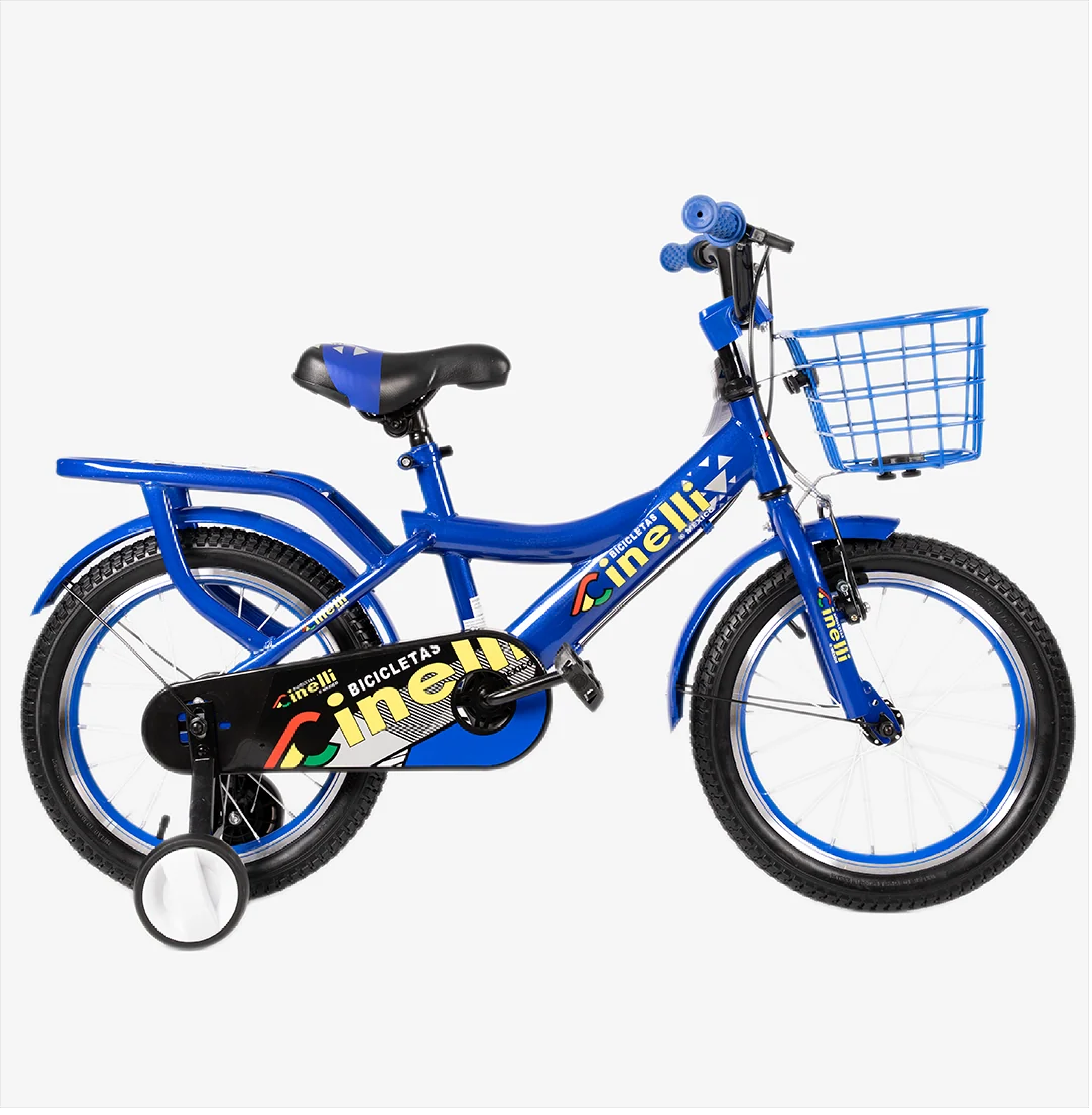 BICICLETA CINELLI R16 BLUE C/ CANASTA METALICA Y RUEDAS LAT