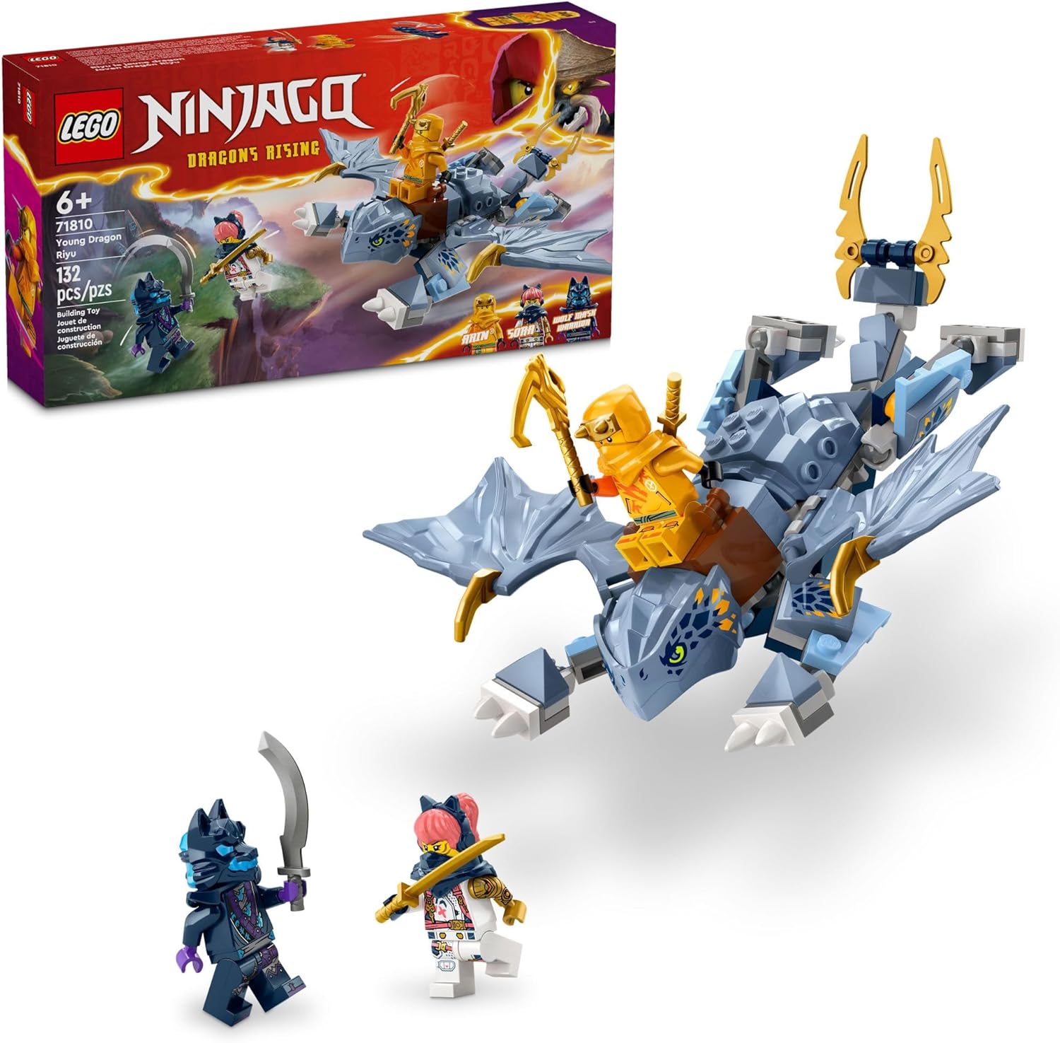 LEGO Ninjago Joven Dragón Riyu Juego de Juguetes con 3 Minifiguras 71810