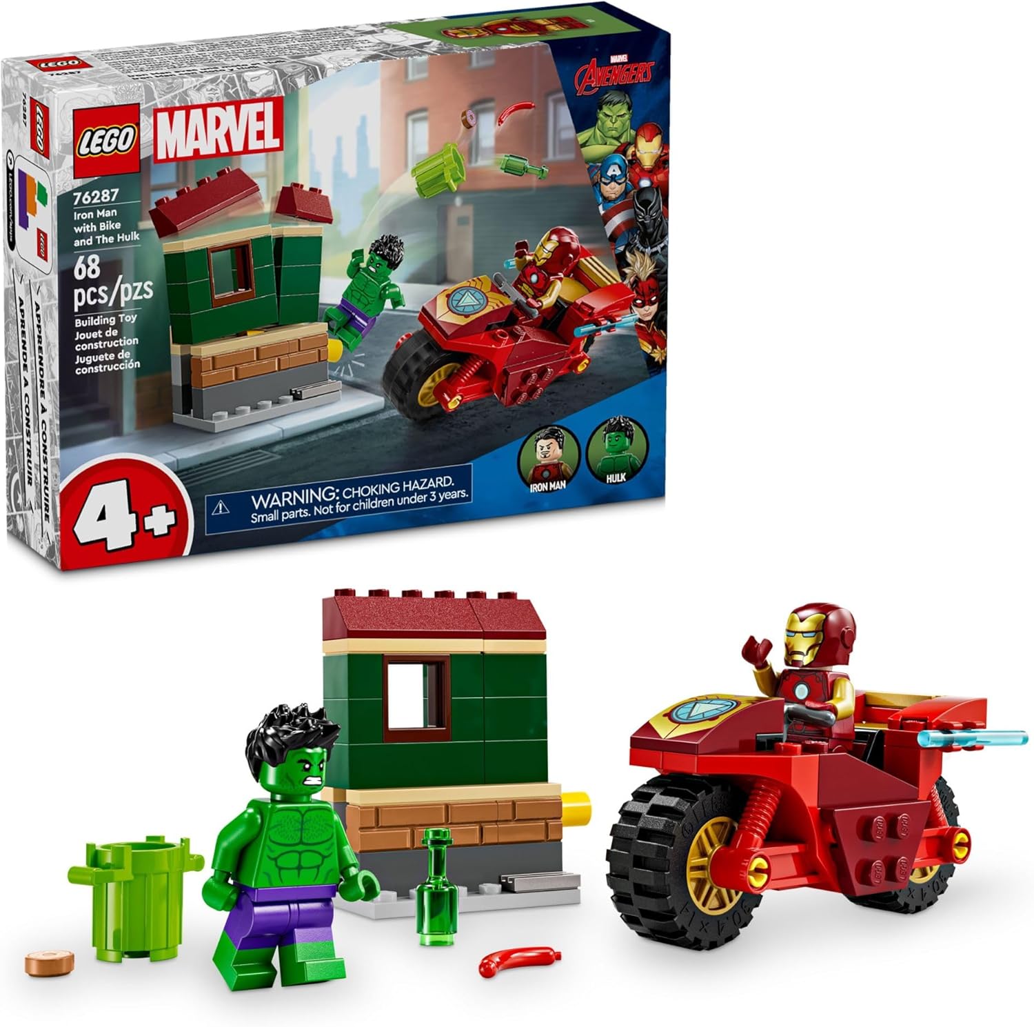 LEGO® Marvel Iron Man con Moto y Hulk 76287
