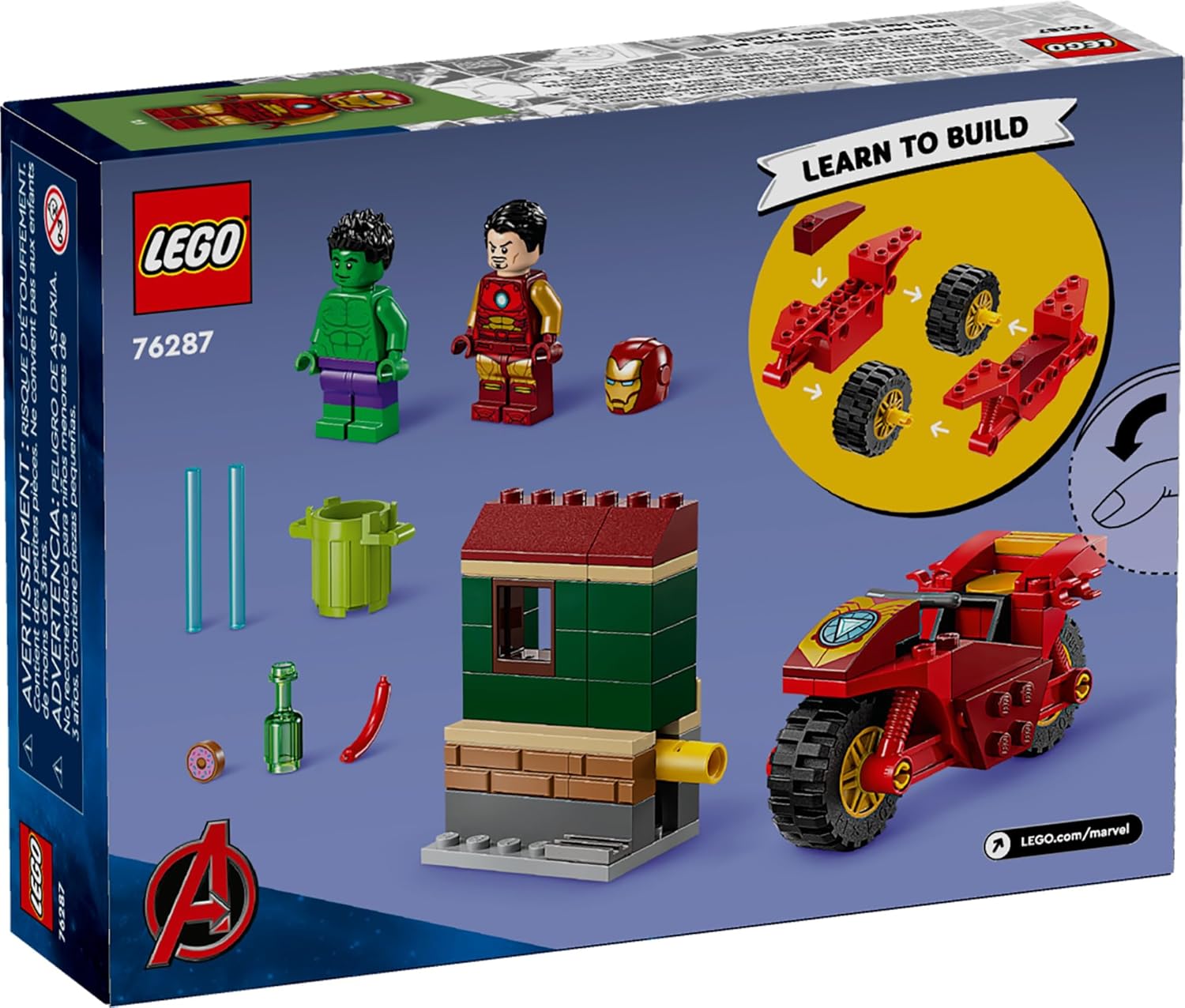 LEGO® Marvel Iron Man con Moto y Hulk 76287