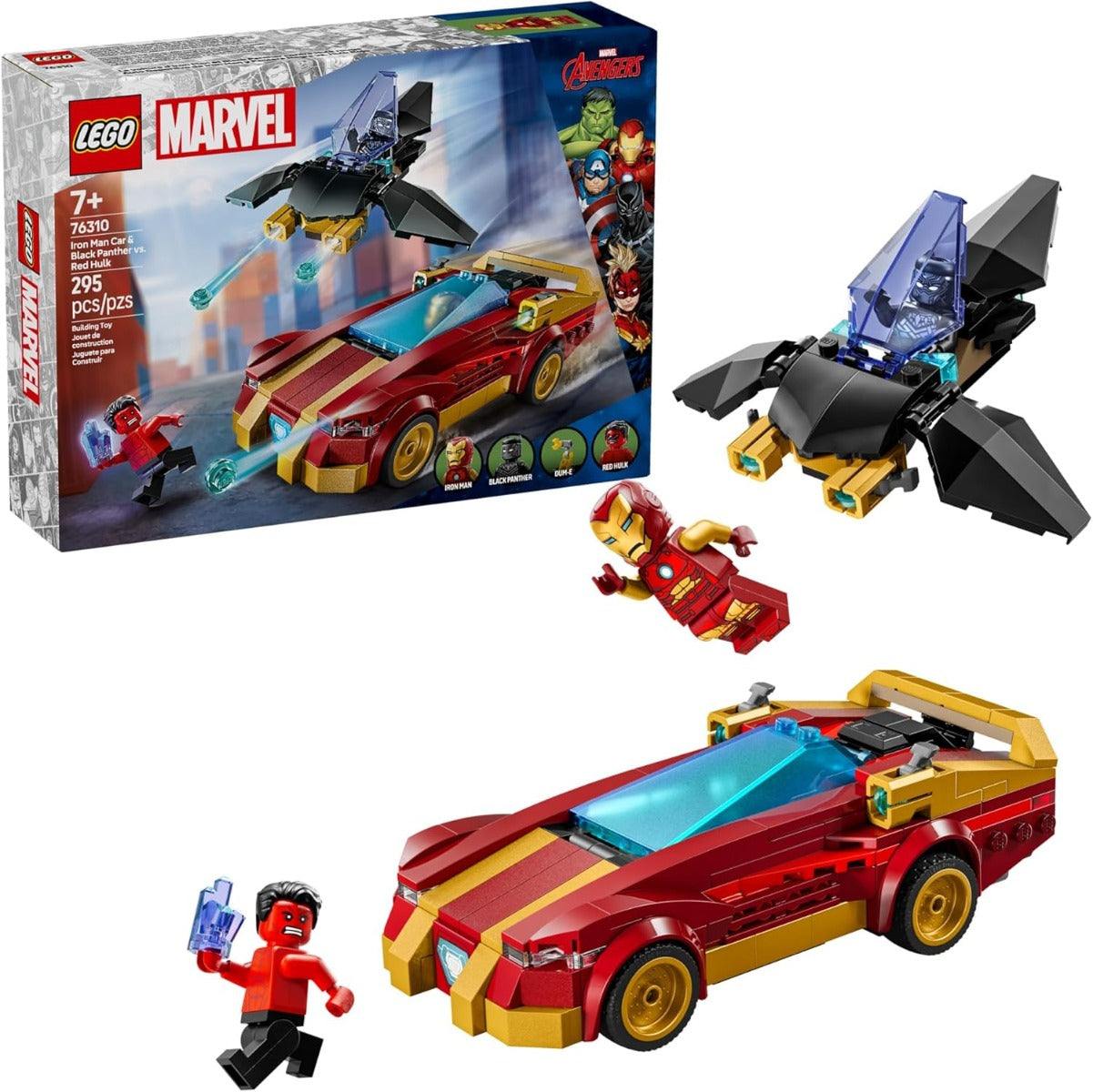SUPER HEROES DEPORTIVO DE IRON MAN Y BLACK PANTHER VS. HULK ROJO 76310