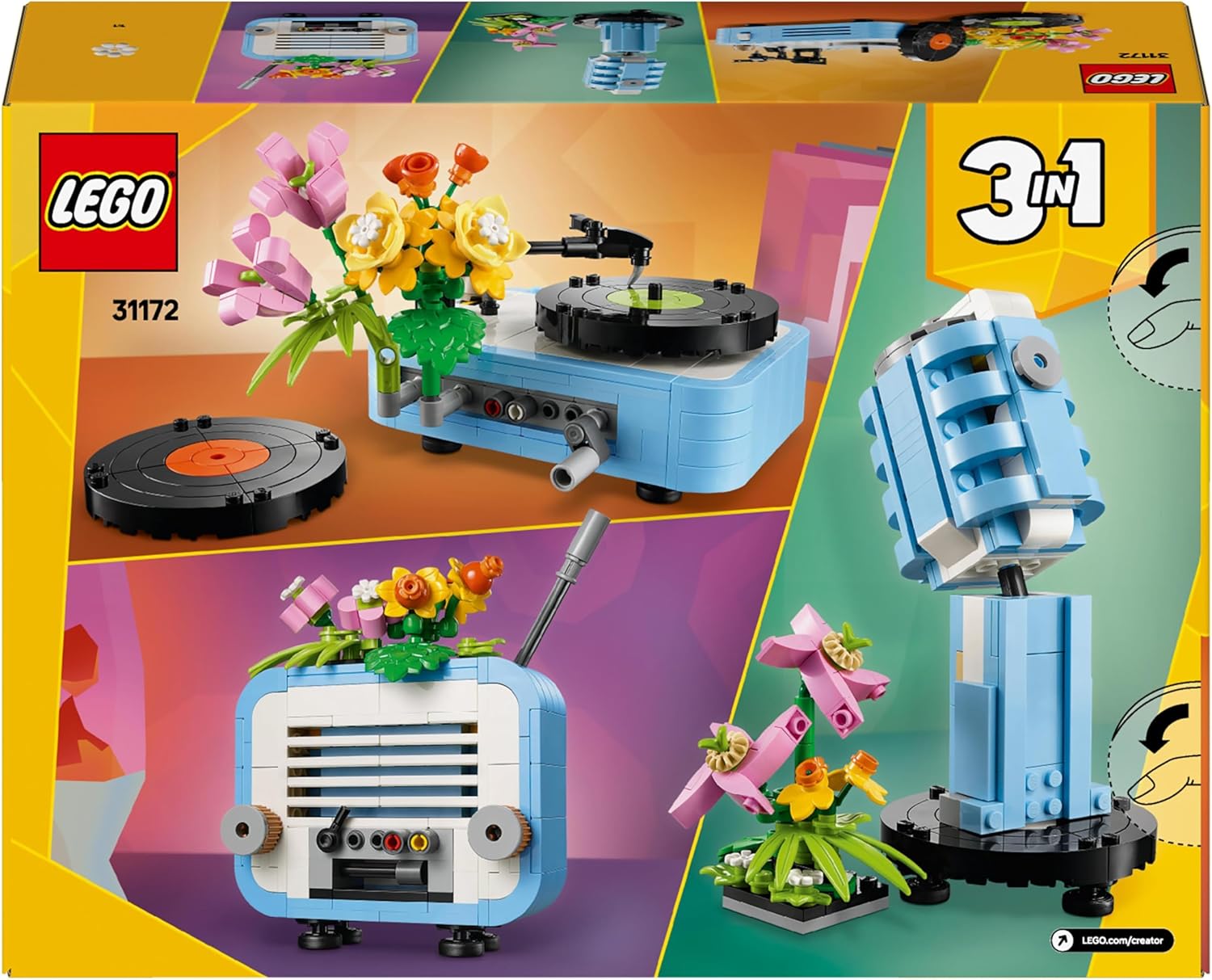 LEGO Creator 3 en 1 Tocadiscos con Flores Vintage 31172