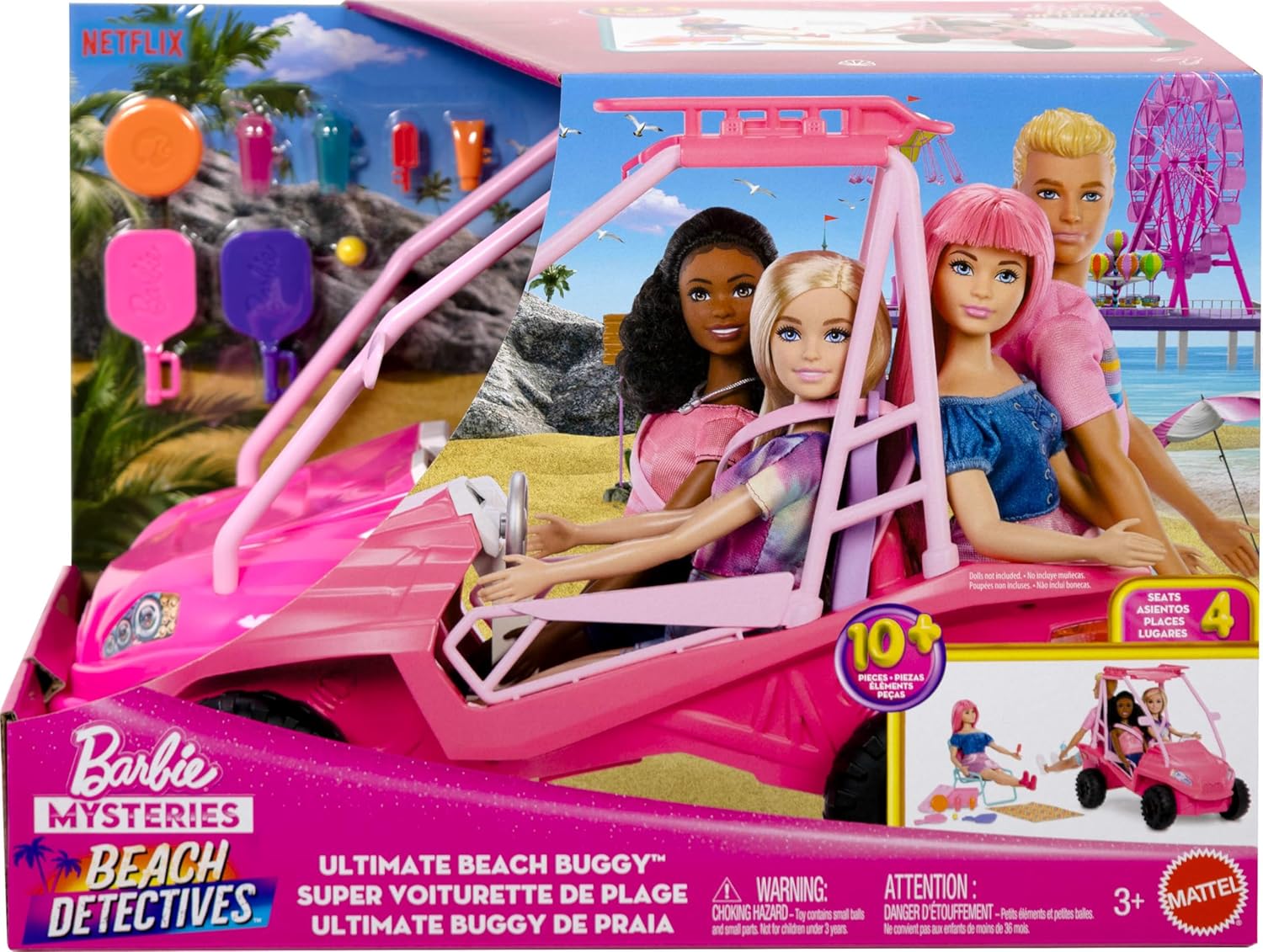 BARBIE DETECTIVES EN LA PLAYA VEHÍCULO BUGGY DE PLAYA JFV68