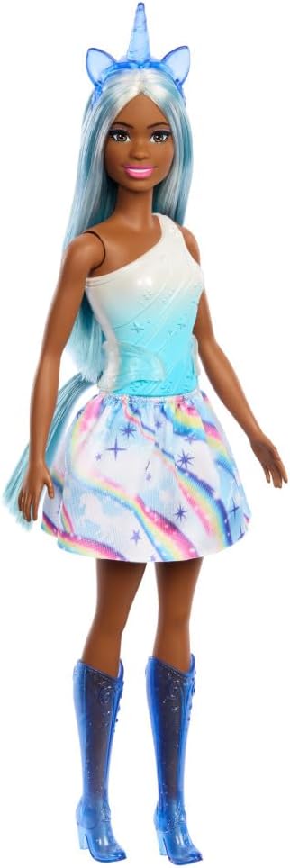 Barbie Fantasía Unicornio Falda de Ensueño Azul HRR14
