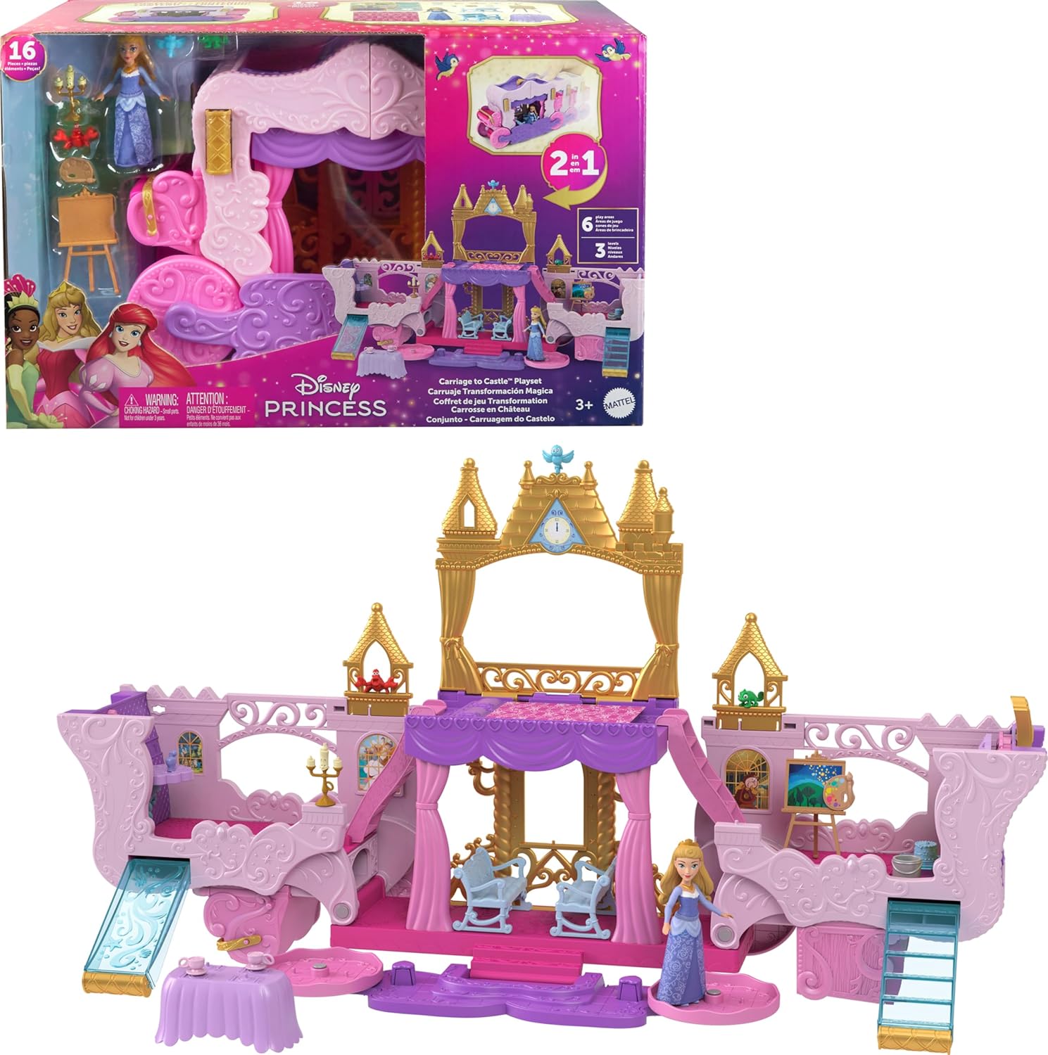 DISNEY PRINCESA SET DE JUEGO CARRUAJE TRANSFORMACIÓN MÁGICA HWX17