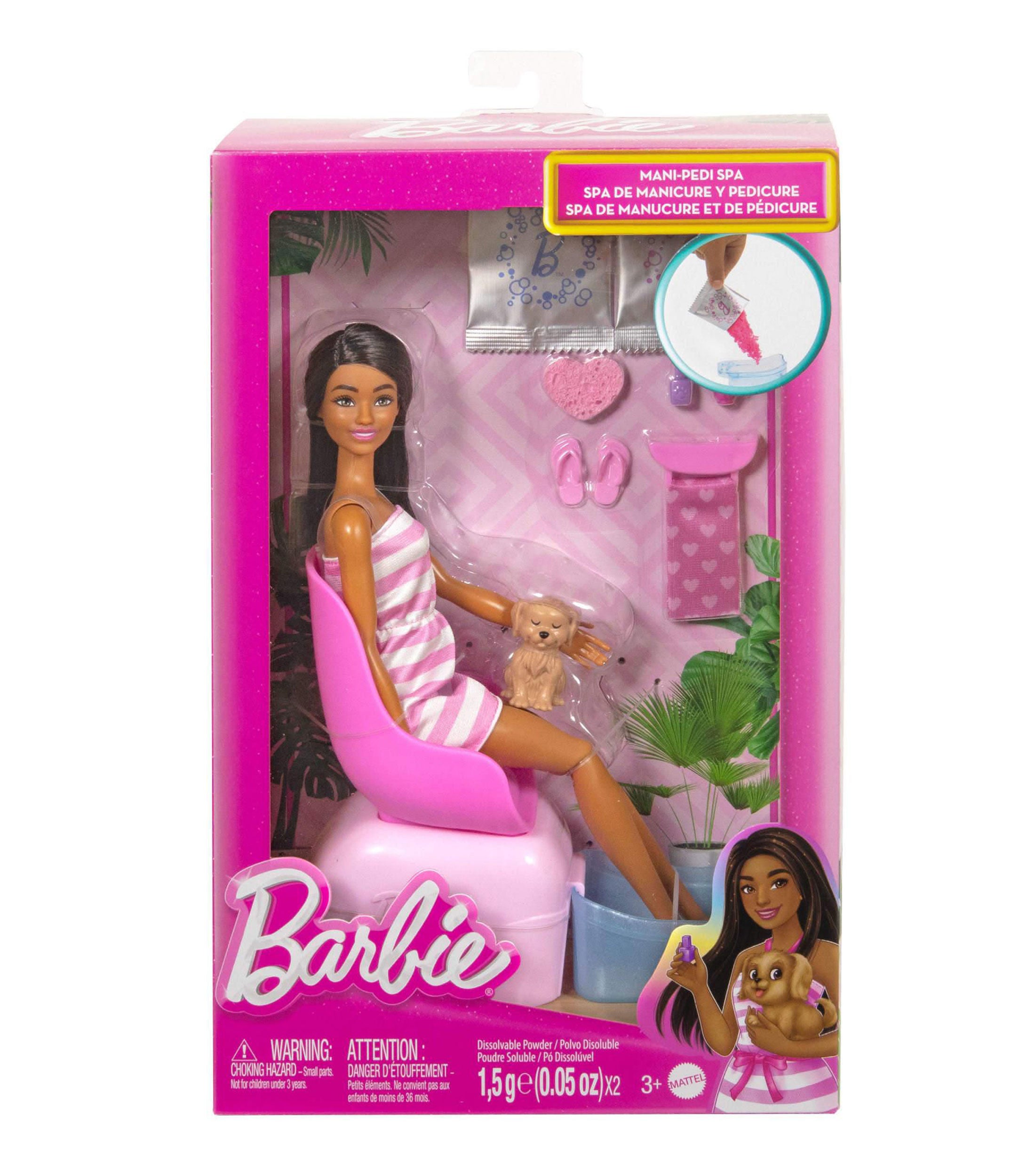 BARBIE SET DE JUEGO MANICURE Y PEDICURE CON MUÑECA HYV30