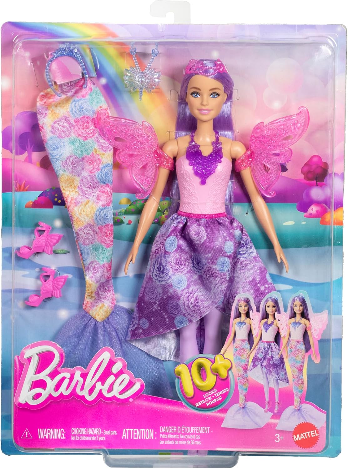 BARBIE MUÑECA LOOKS DE HADA Y SIRENA JCP74