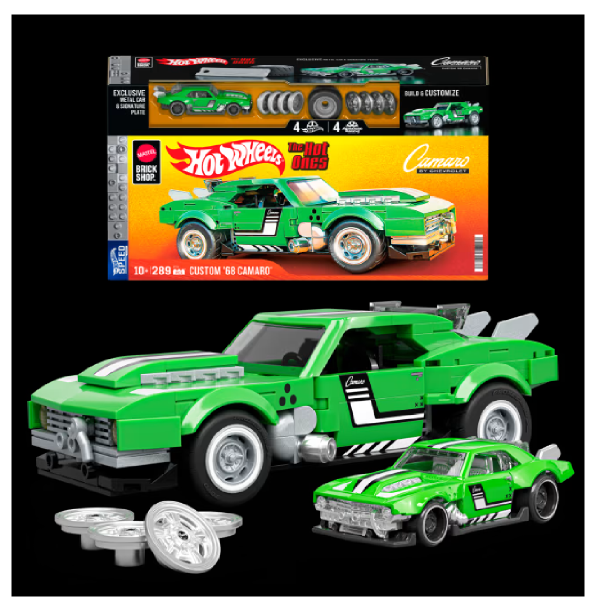 MATTEL BRICK SHOP HOT WHEELS JUGUETE SPEED 68 CUSTOM CAMARO JFT16