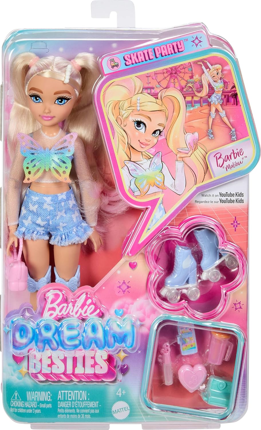 BARBIE DREAM BESTIES MUÑECA MALIBÚ PATINADORA CON ACCESORIOS JFX96