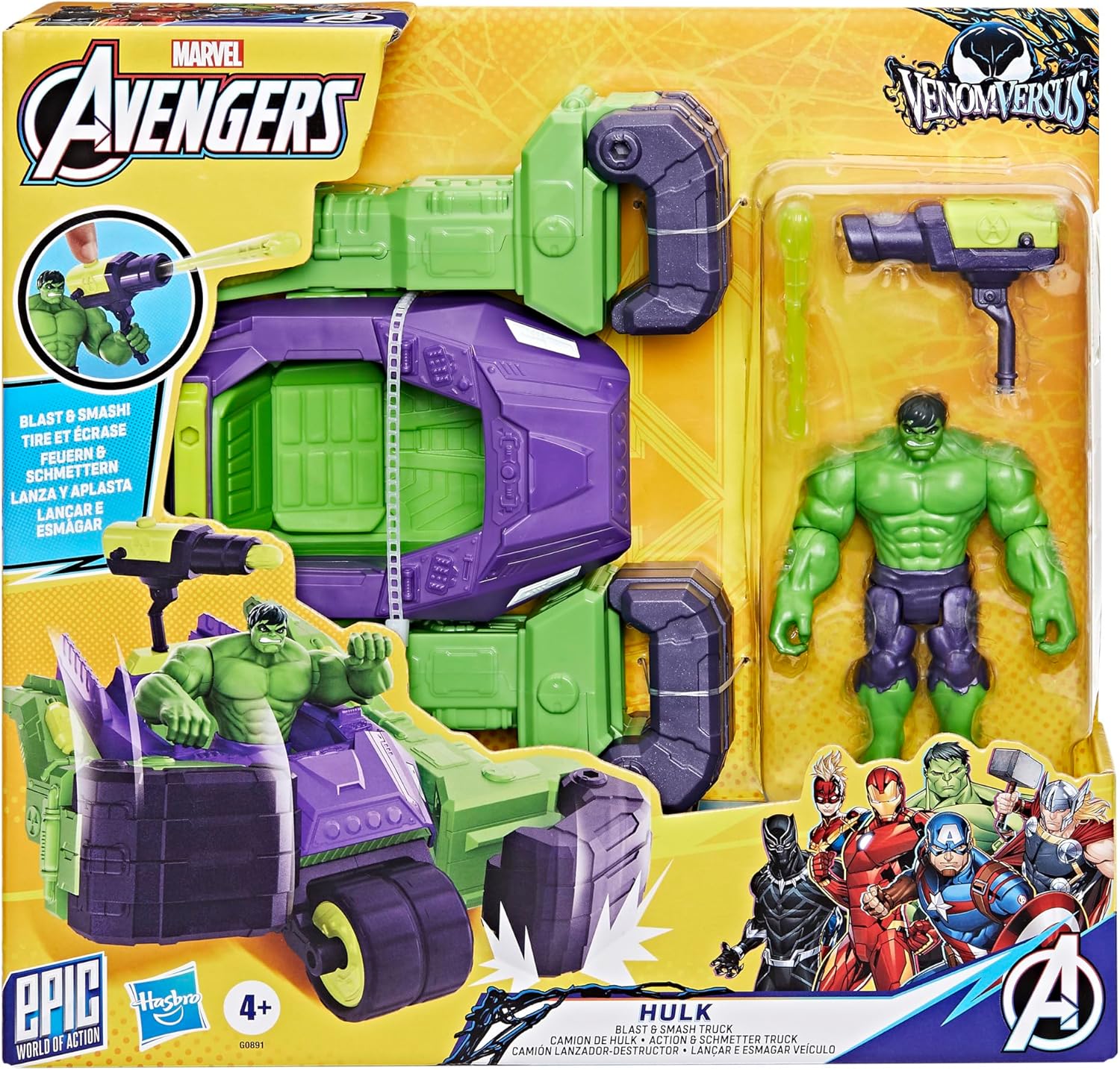 MVL AVN 4IN HULK BLAST N SMASH TRUCK G0891