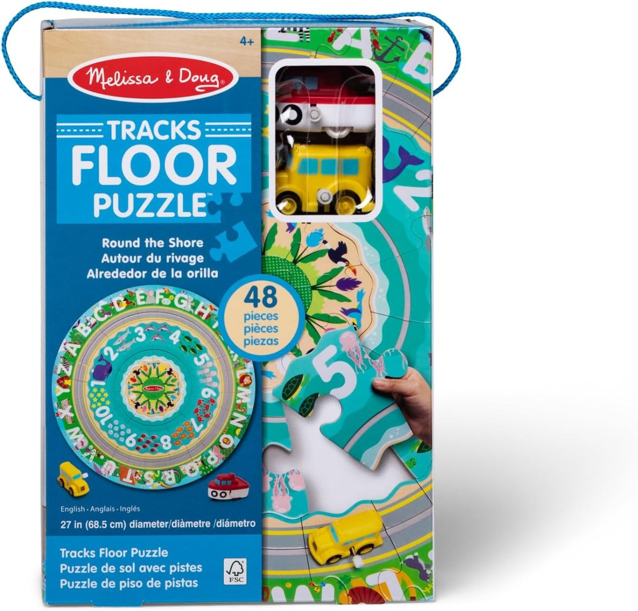 Melissa & Doug Round the Shore Tracks - Cardboard Puzzles and Roll-Up Vehicles