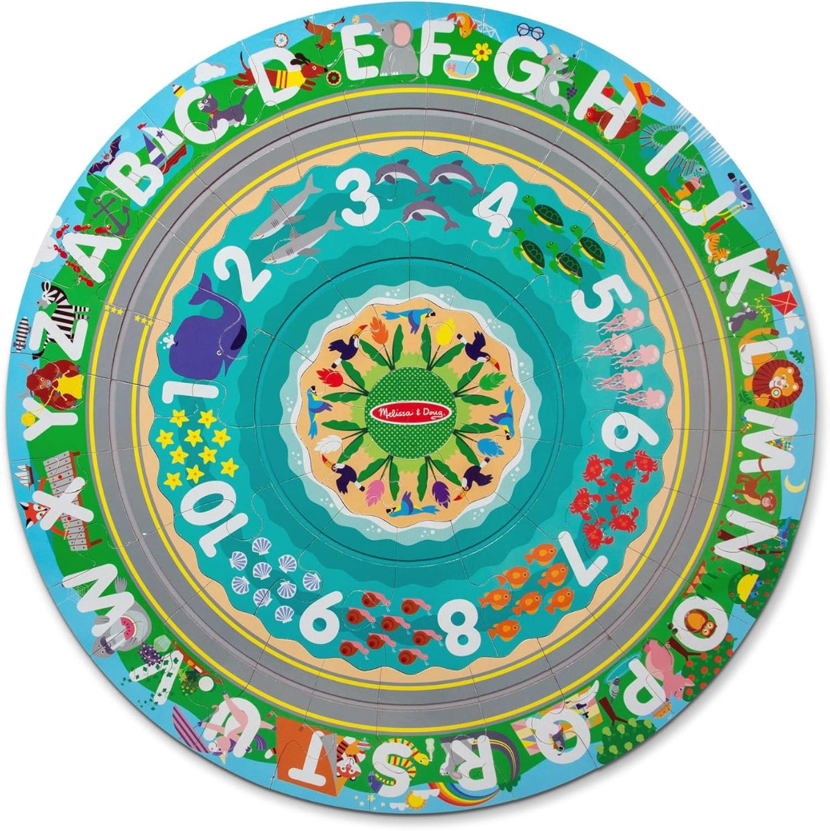 Melissa & Doug Round the Shore Tracks - Cardboard Puzzles and Roll-Up Vehicles