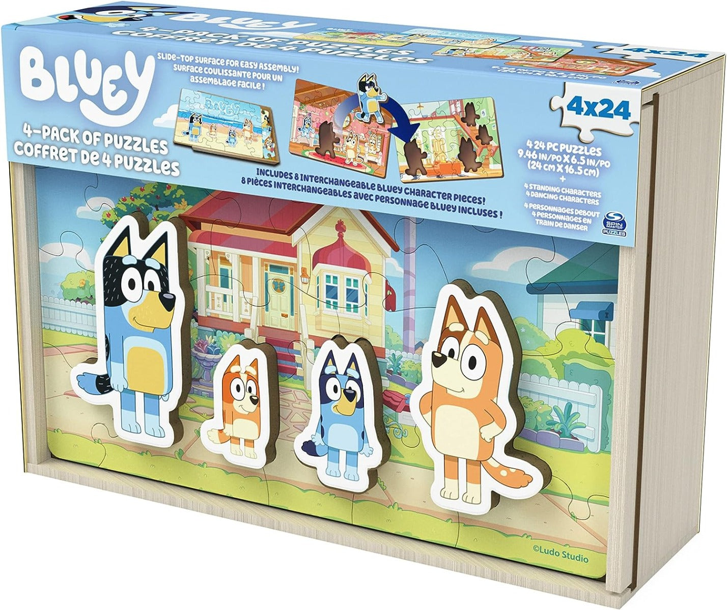 Bluey Paquete de 4 Rompecabezas de Madera con Personajes de Bingo