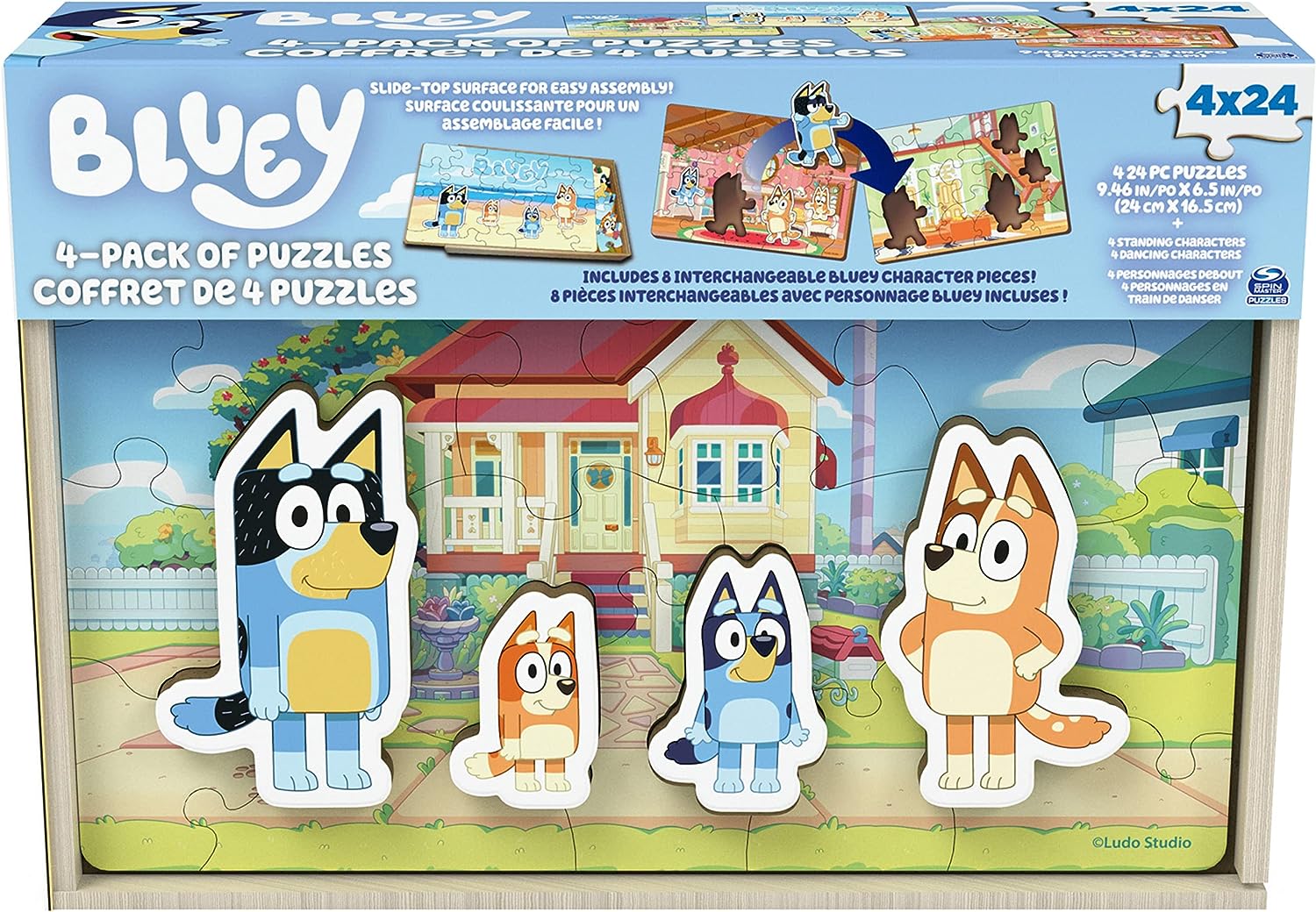 Bluey Paquete de 4 Rompecabezas de Madera con Personajes de Bingo