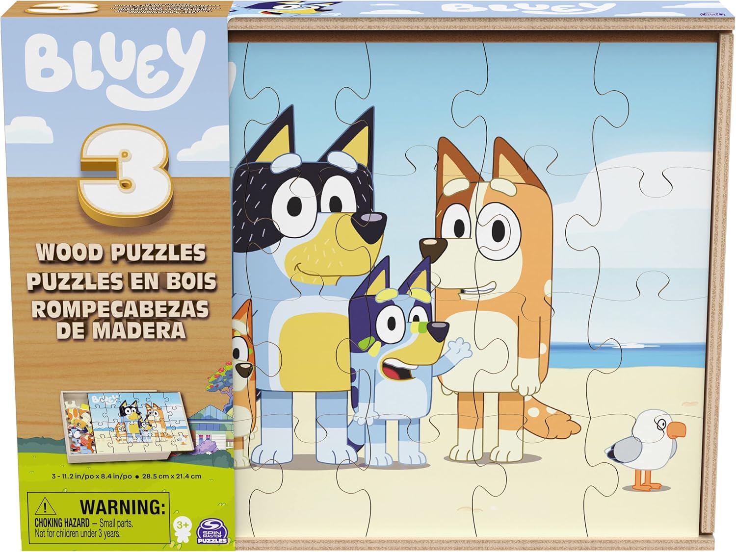 Bluey 3 wooden puzzle with storage tray