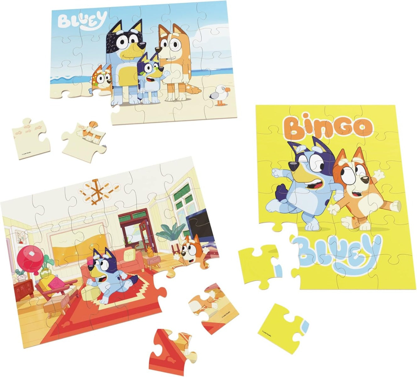 Bluey 3 wooden puzzle with storage tray