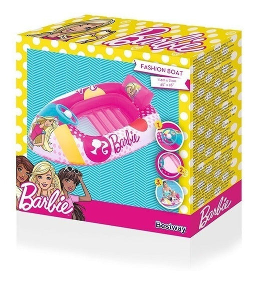Lancha Inflable Barbie Para Niña Color Rosa