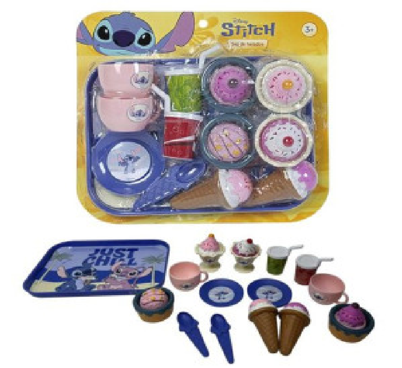 BANDEJA DE POSTRES DE STITCH CON JUEGO DE TE. SKU 5778