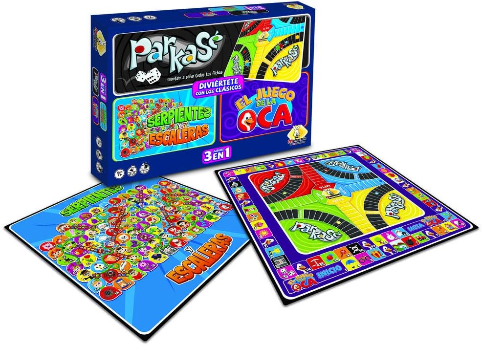 Monte Carlo Three Classic Board Games Parcheesi Parkase Snakes and Ladders Game of the Goose 3 in 1 Traditional