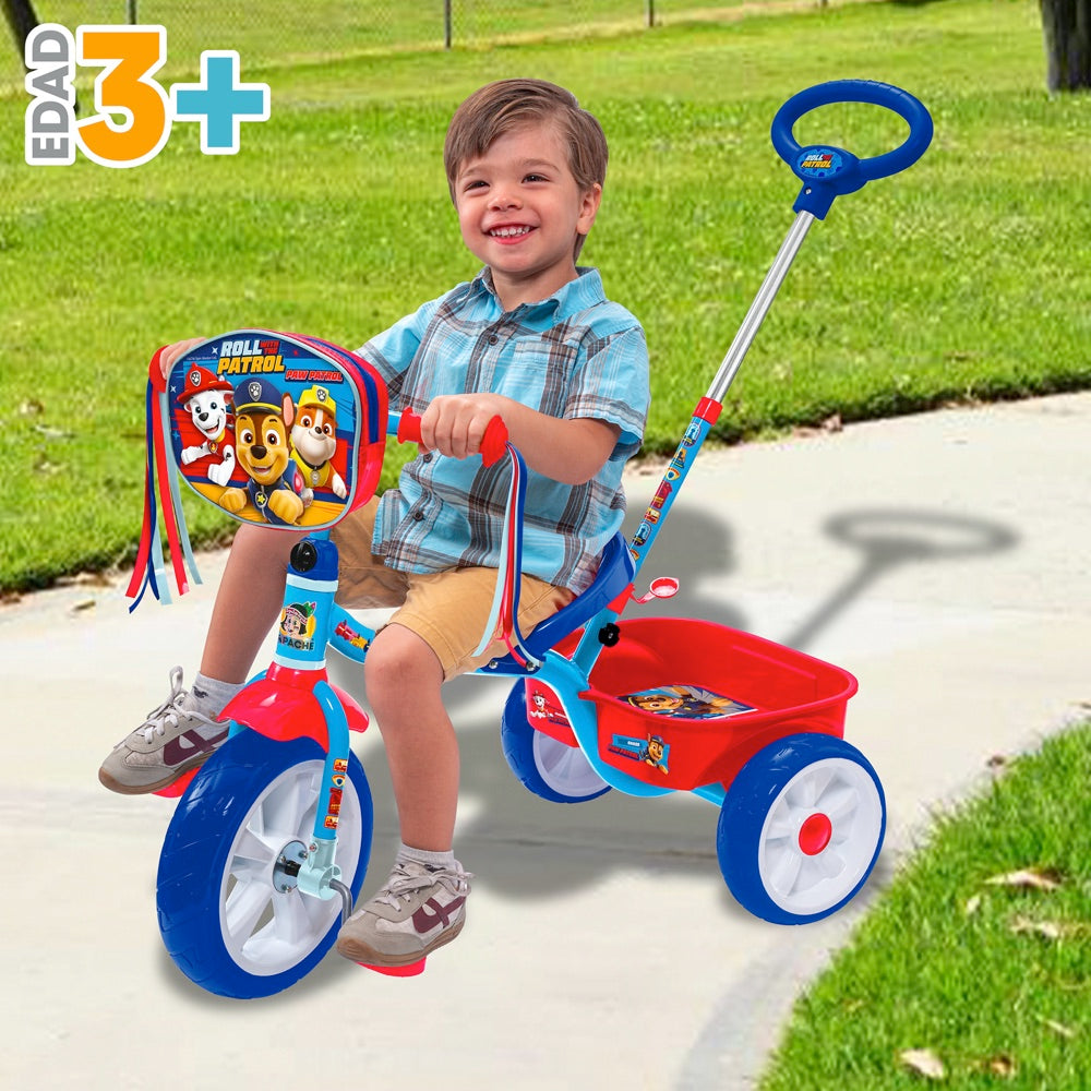 TRICICLO CON BARRA DE EMPUJE PAW PATROL