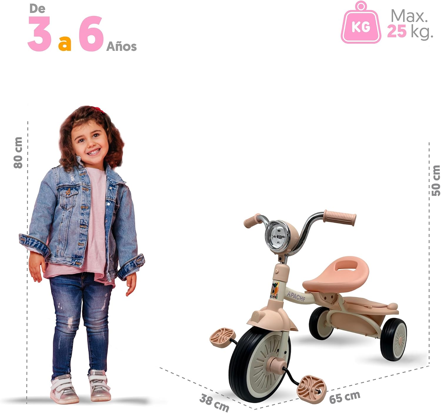 TRICICLO PLEGABLE APACHE ROSA