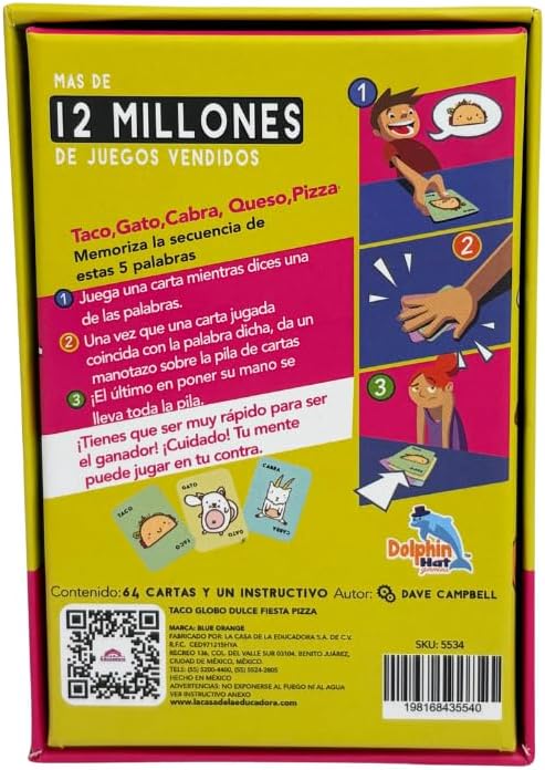 JUEGO DE MESA TACO, GATO, CABRA, QUESO, PIZZA.