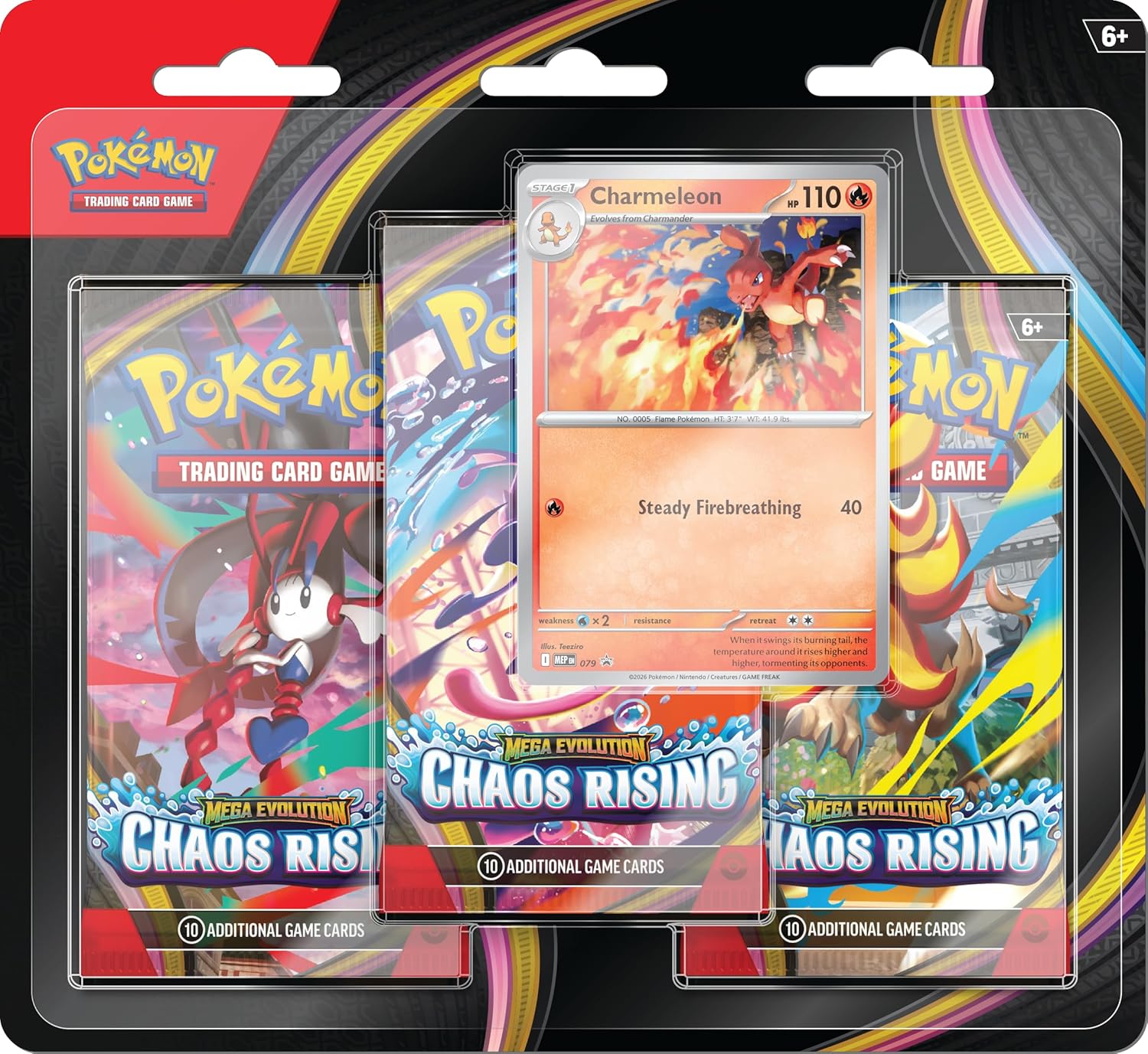 POKEMON MEGA EVOLUTION 4.0 CHAOS RISING THREE BOOSTER BLISTER INGLES