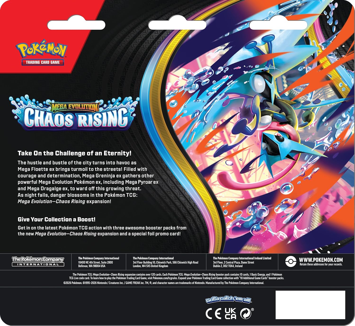 POKEMON MEGA EVOLUTION 4.0 CHAOS RISING THREE BOOSTER BLISTER INGLES