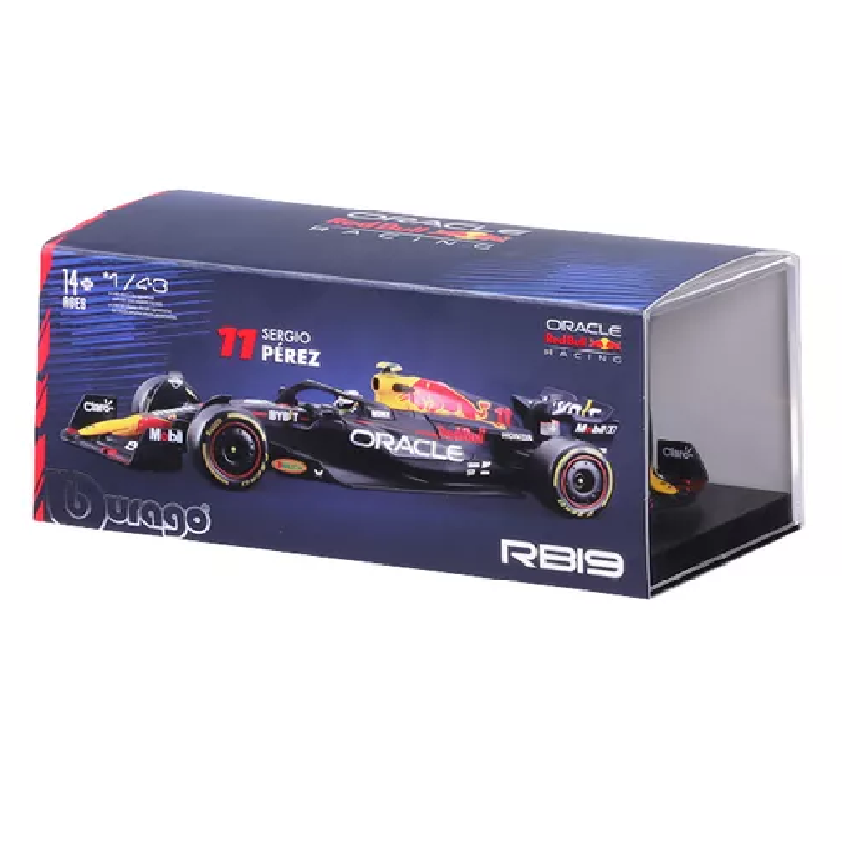 BURAGO RED BULL # 11 CHECO PEREZ 1:24 CON ACRILICO DE EXHIBICION