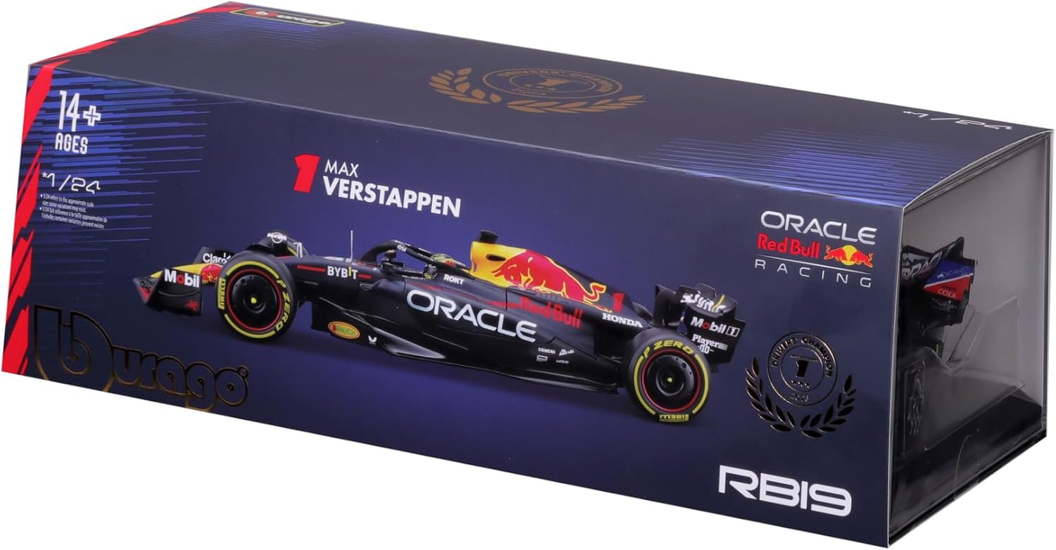 BURAGO RED BULL # 1 MAX VERSTAPPEN 1:24 CON ACRILICO DE EXHIBICION