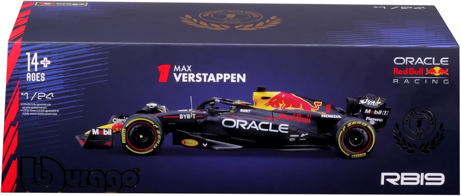 BURAGO RED BULL # 1 MAX VERSTAPPEN 1:24 CON ACRILICO DE EXHIBICION