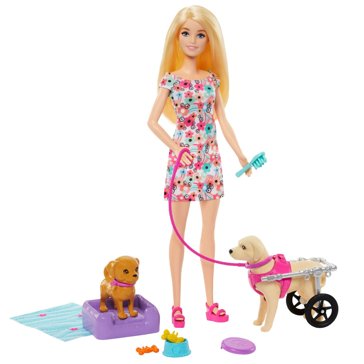 Barbie Stroller with Puppy in Wheelchair HTK37