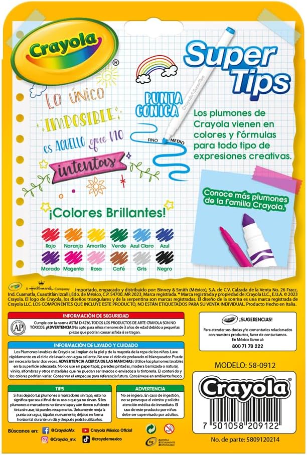 CRAYOLA 12 Washable Thin Markers