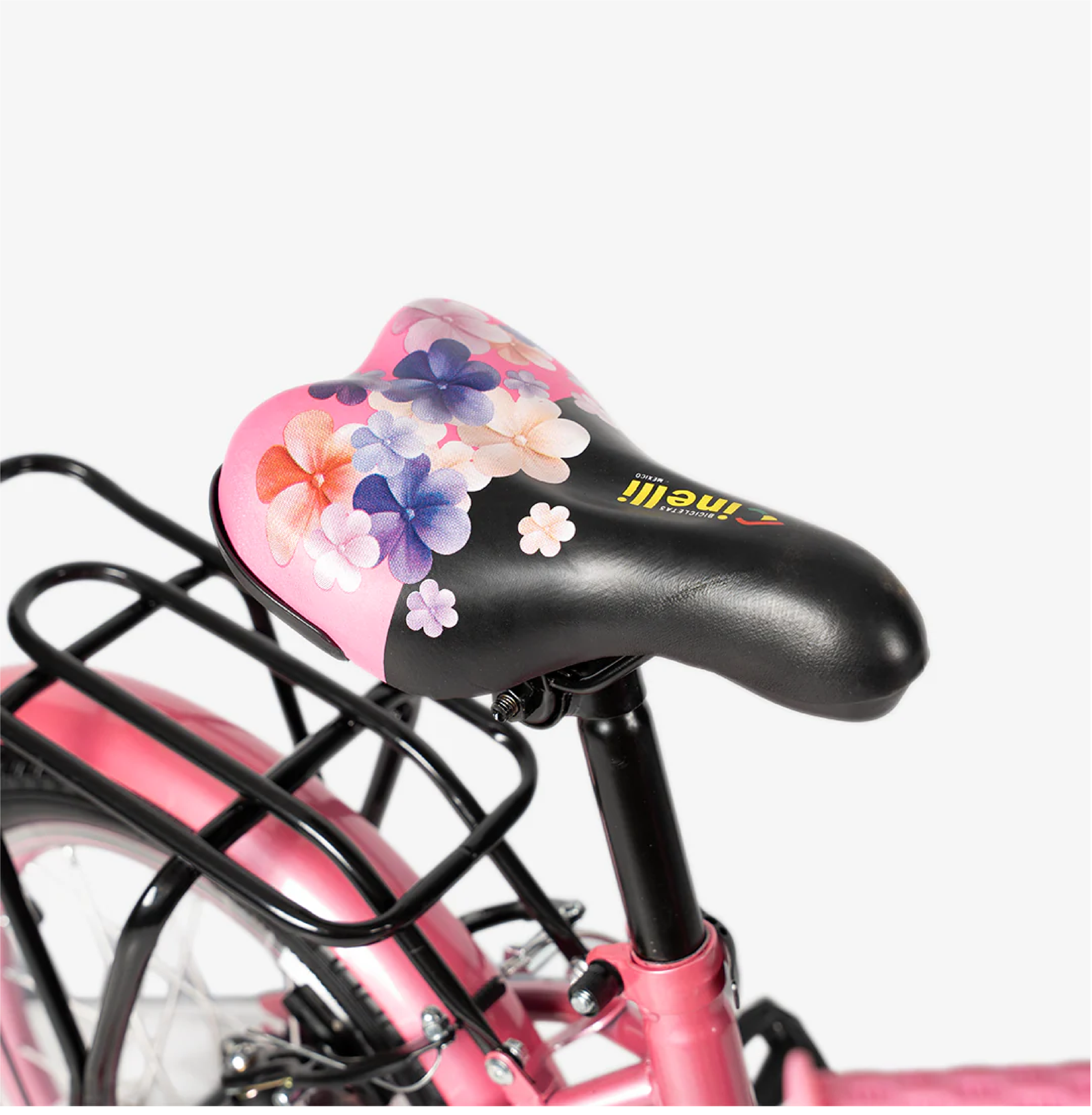 BICICLETA CINELLI R-16 PINK C/CANASTA PLASTICA Y RUEDA LAT.CON LUZ NIÑA