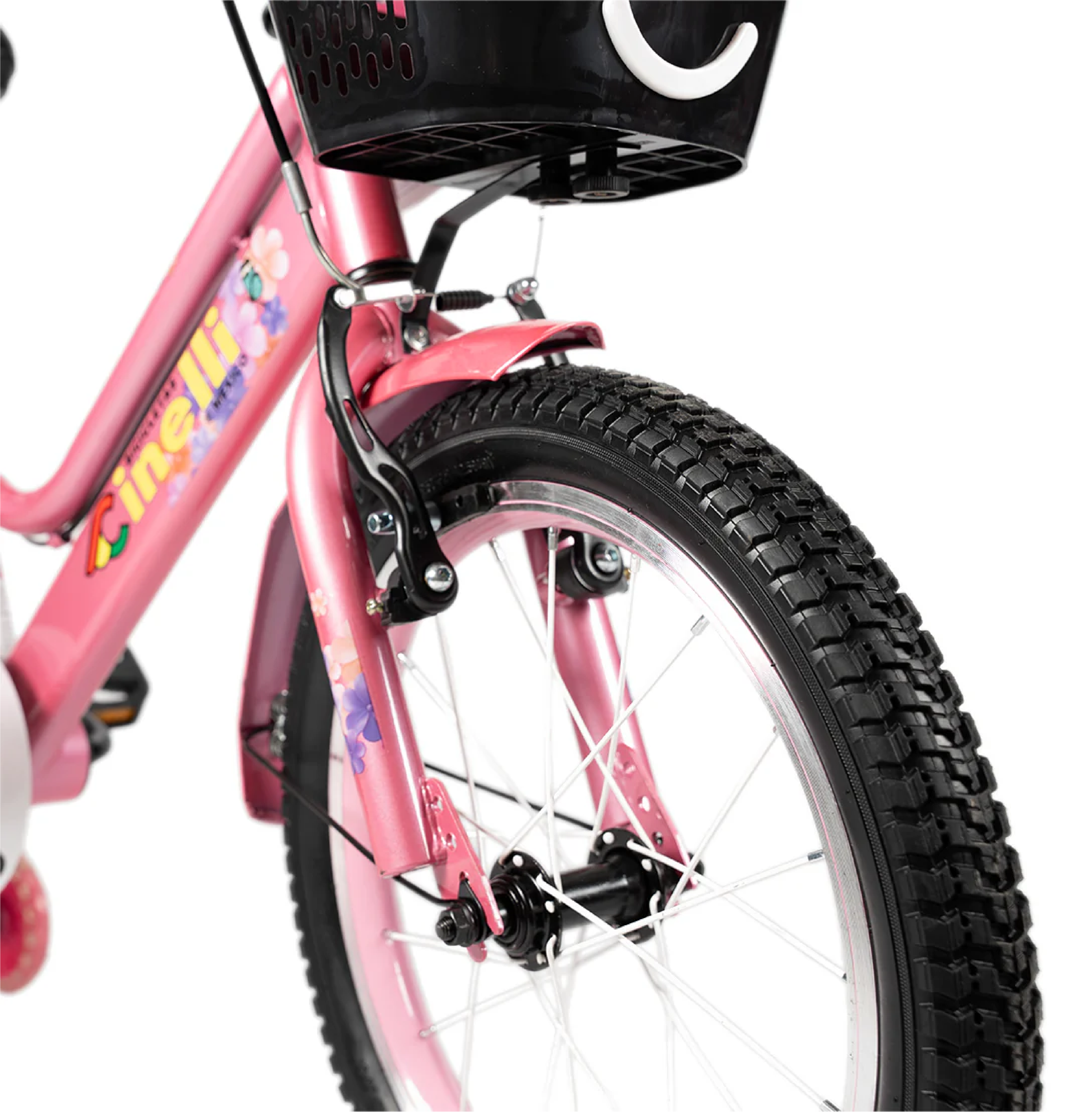 BICICLETA CINELLI R-16 PINK C/CANASTA PLASTICA Y RUEDA LAT.CON LUZ NIÑA