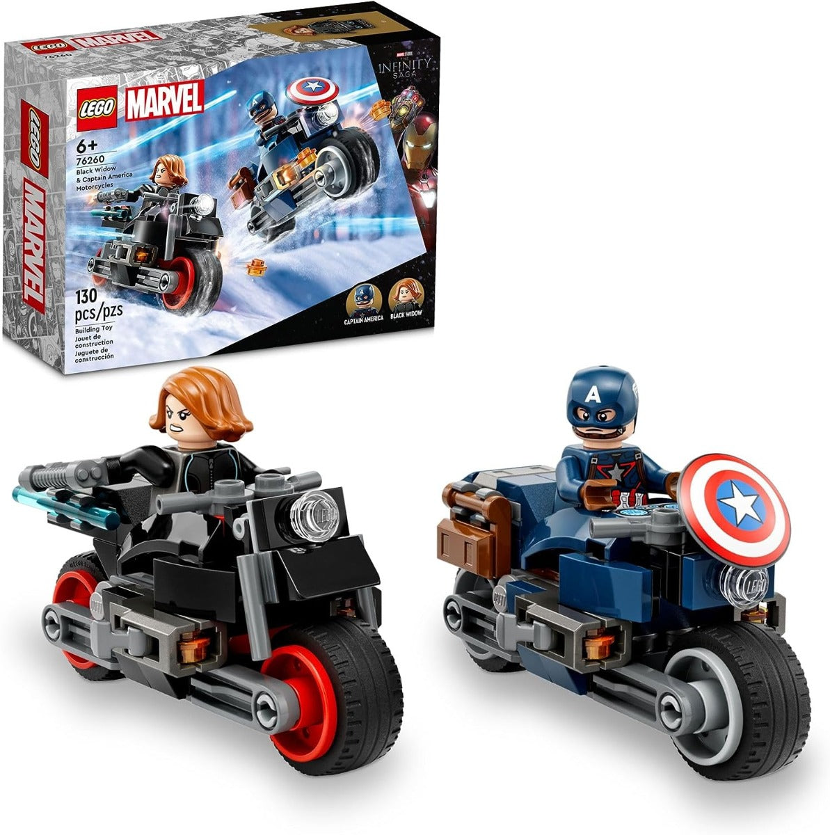 Lego Super Heroes Marvel Black Widow and Captain America Bikes 76260