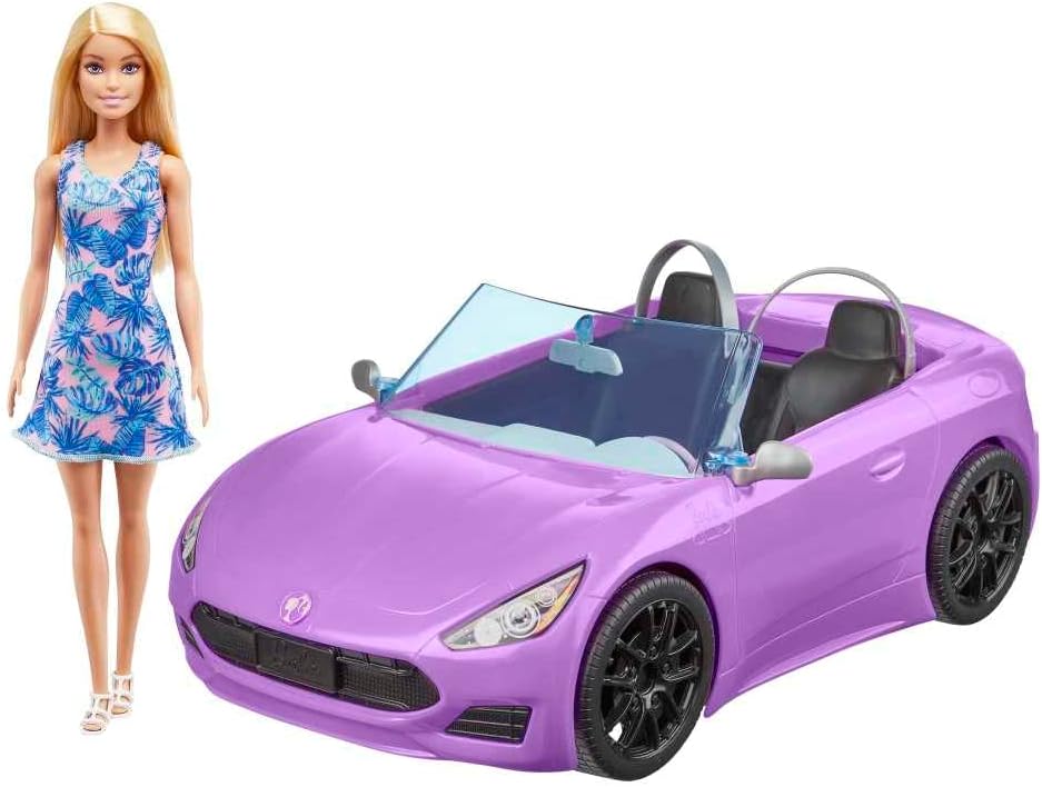 BARBIE VEHÍCULO MUÑECAS CONVERTIBLE MORADO AUTO DEPORTIVO   HBY29