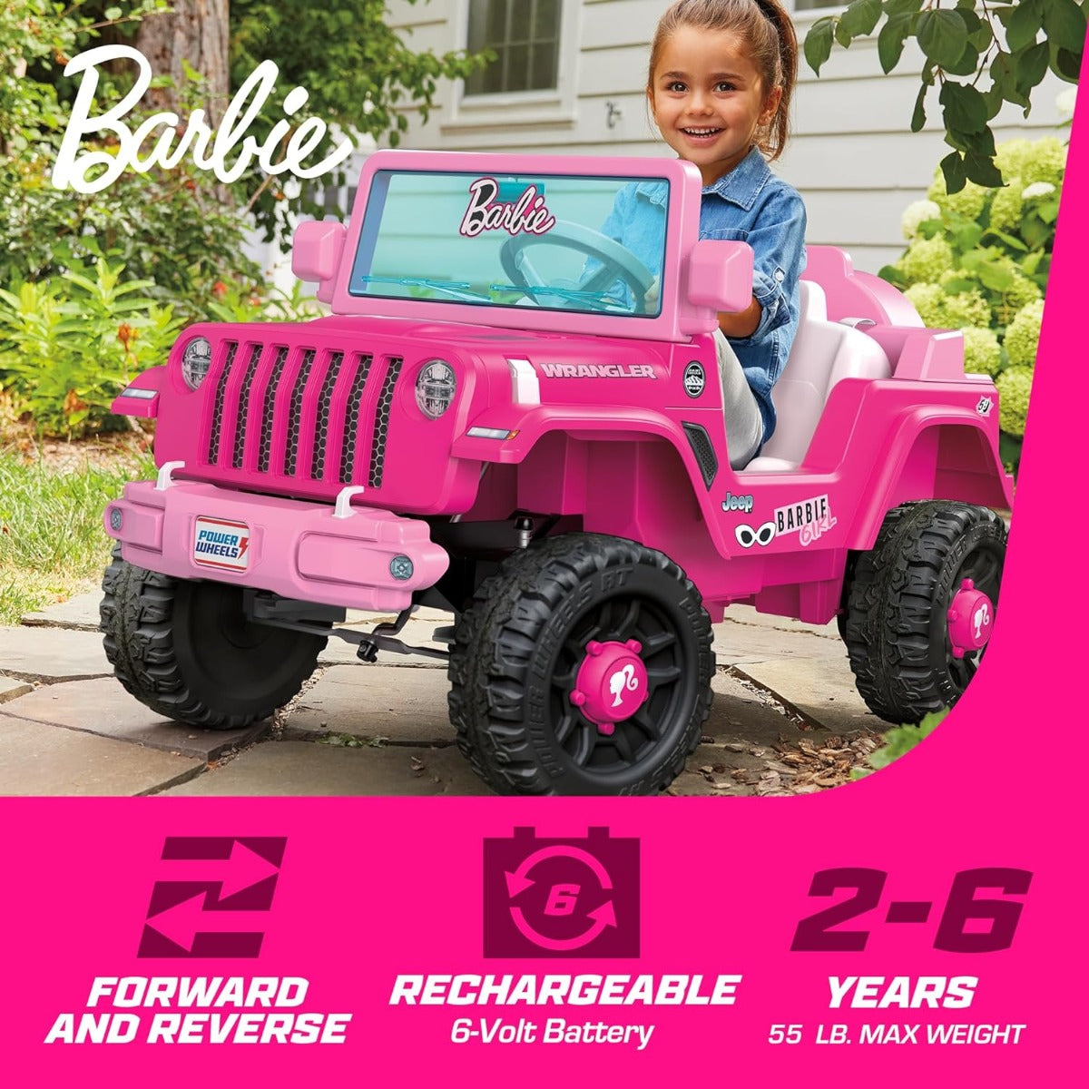 Fisher-Price, Power Wheels Vehículo Montable Barbie Jeep HPP70